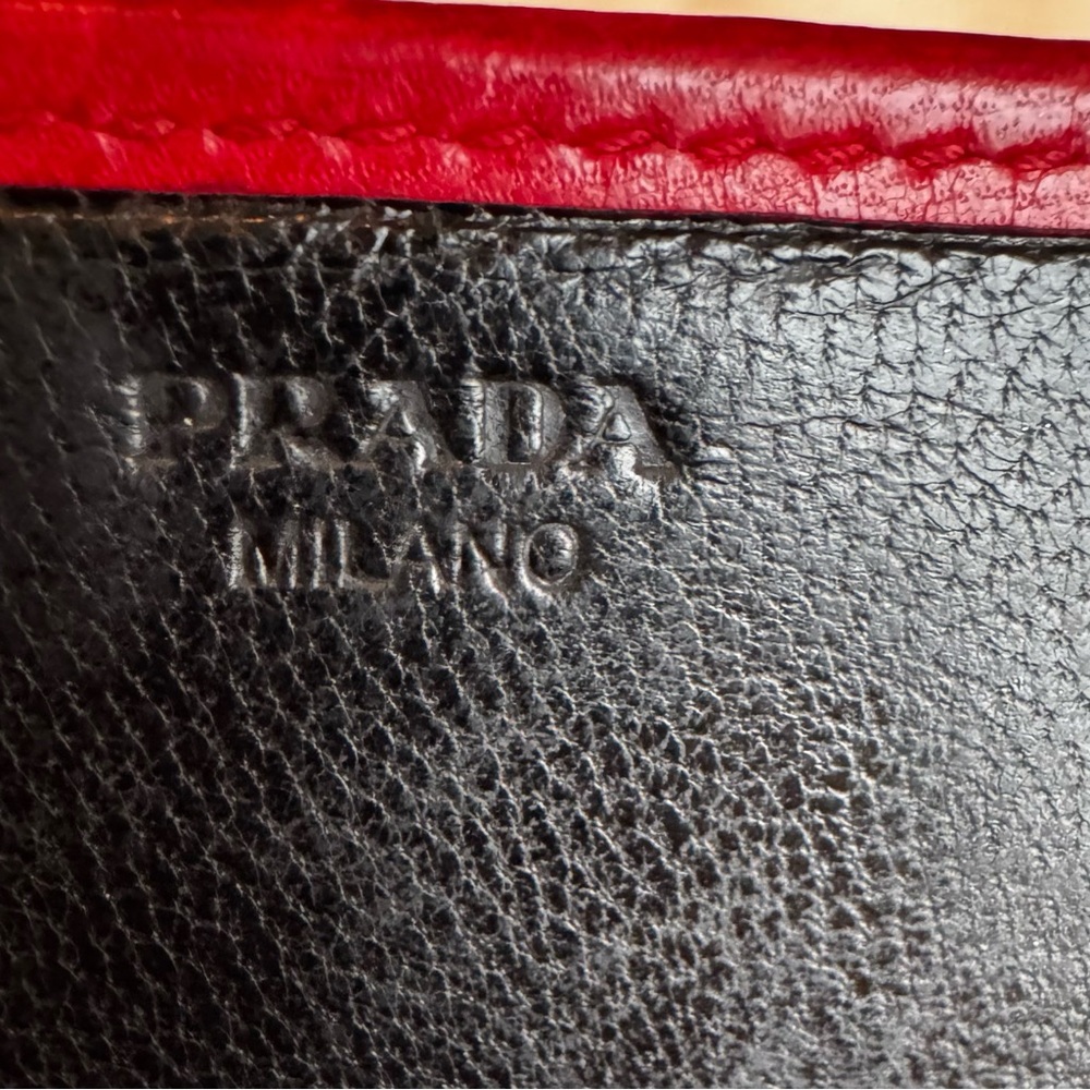 Prada Lips Wallet Black Red Leather Continental Zip Clutch - Picture 9 of 12